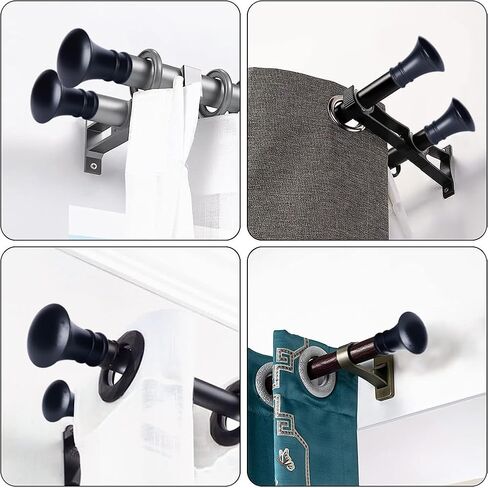 GORGECRAFT 4PCS Plastic Curtain Rod Covers Black Trumpet Curtain Caps Ends Decorative Head Curtain Pole Finials 28mm Inner Diameter Round Heads for Home Office Curtain Roman Rod Decor(78x68mm) in Saudi Arabia