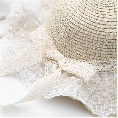 Kids Sun Hat Girls Lace Straw Hat Bucket Cap with Mini Cross Body Straw Bag Summer Beach Straw Hat Outdoor Travel in Kuwait