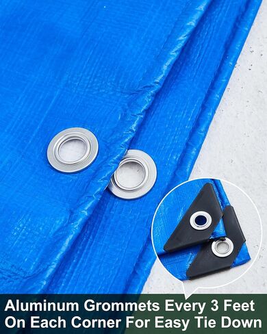 6 Pcs 6' x 8' Large Waterproof Tarp Heavy Duty 6 Mil Thick Poly Tarpaulin with Grommets Multipurpose Protective Cover for Summer Home Boats Cars Camping RV Pool Tent, Green, Silver, Blue in Saudi Arabia