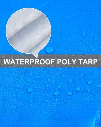 6 Pcs 6' x 8' Large Waterproof Tarp Heavy Duty 6 Mil Thick Poly Tarpaulin with Grommets Multipurpose Protective Cover for Summer Home Boats Cars Camping RV Pool Tent, Green, Silver, Blue in Saudi Arabia