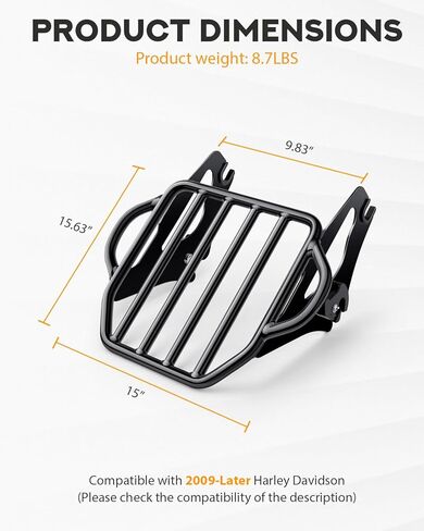 رف أمتعة PBYMT أسود لامع قابل للفصل متوافق مع Harley Touring Road King Street Electra Glide 2009-Later in Kuwait