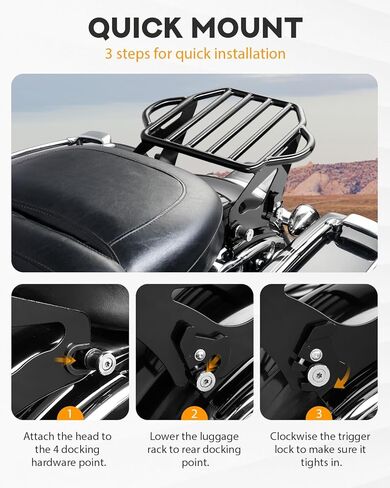 رف أمتعة PBYMT أسود لامع قابل للفصل متوافق مع Harley Touring Road King Street Electra Glide 2009-Later in Kuwait