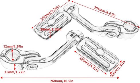 أوتاد قدم للطرق السريعة قابلة للتعديل بزاوية طويلة متوافقة مع Harley Touring Street Glide Electra Glide Road King Softail CVO Dyna Trike Sportster مع واقي محرك 1.25 بوصة (كروم) in Kuwait
