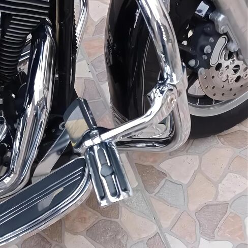 أوتاد قدم للطرق السريعة قابلة للتعديل بزاوية طويلة متوافقة مع Harley Touring Street Glide Electra Glide Road King Softail CVO Dyna Trike Sportster مع واقي محرك 1.25 بوصة (كروم) in Kuwait