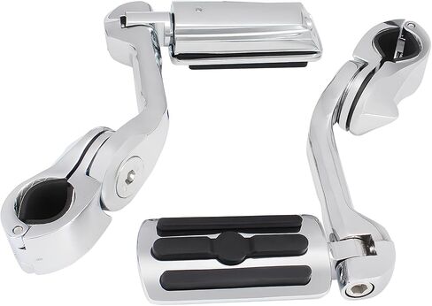 أوتاد قدم للطرق السريعة قابلة للتعديل بزاوية طويلة متوافقة مع Harley Touring Street Glide Electra Glide Road King Softail CVO Dyna Trike Sportster مع واقي محرك 1.25 بوصة (كروم) in Kuwait