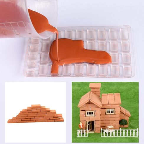Woohome 12 PCS Miniature Brick Silicone Mold Scale Brick Making Tool Kit Miniature Wall Bricks Tiny Red Bricks Crafts Kit for Mini Garden Sand Table Landscape Building Accessories in Saudi Arabia