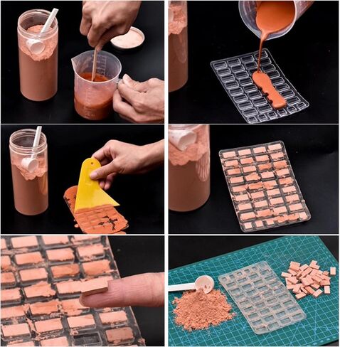 Woohome 12 PCS Miniature Brick Silicone Mold Scale Brick Making Tool Kit Miniature Wall Bricks Tiny Red Bricks Crafts Kit for Mini Garden Sand Table Landscape Building Accessories in Saudi Arabia