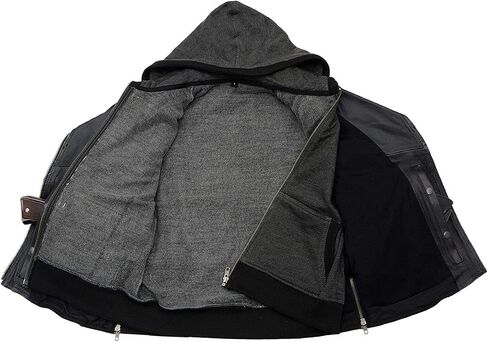 Milwaukee Leather MLL2516 Black Leather Rub-Off Leather Jacket with Hoodie for Women in Saudi Arabia