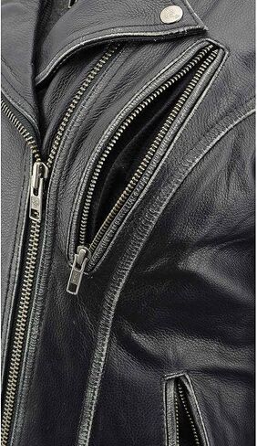Milwaukee Leather MLL2516 Black Leather Rub-Off Leather Jacket with Hoodie for Women in Saudi Arabia