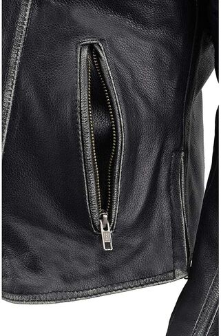 Milwaukee Leather MLL2516 Black Leather Rub-Off Leather Jacket with Hoodie for Women in Saudi Arabia