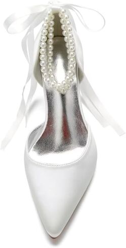 High Heel Wedding Shoes for Bride Closed Toe Pearl Bridal Heels Formal Pumps for Women Evening in Saudi Arabia