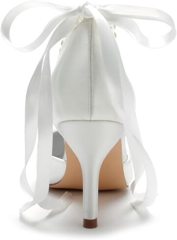 High Heel Wedding Shoes for Bride Closed Toe Pearl Bridal Heels Formal Pumps for Women Evening in Saudi Arabia