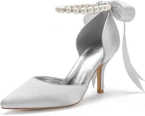 High Heel Wedding Shoes for Bride Closed Toe Pearl Bridal Heels Formal Pumps for Women Evening in Saudi Arabia