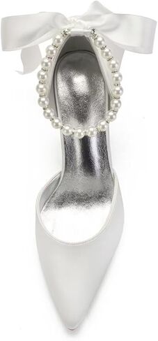 High Heel Wedding Shoes for Bride Closed Toe Pearl Bridal Heels Formal Pumps for Women Evening in Saudi Arabia