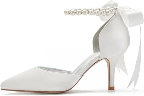 High Heel Wedding Shoes for Bride Closed Toe Pearl Bridal Heels Formal Pumps for Women Evening in Saudi Arabia