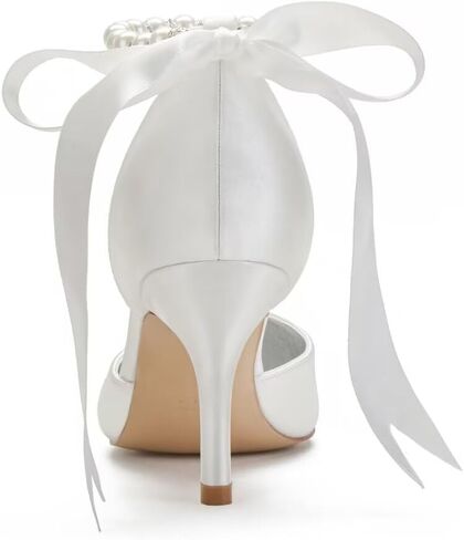 High Heel Wedding Shoes for Bride Closed Toe Pearl Bridal Heels Formal Pumps for Women Evening in Saudi Arabia