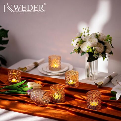 Inweder Glass Votive Candle Holders: 36 Pcs Gold Tealight Candle Holder Glass Candle Holder Small Candle Holders Clear Candle Holder for Wedding Party Home Decor in Saudi Arabia