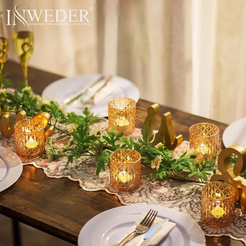 Inweder Glass Votive Candle Holders: 36 Pcs Gold Tealight Candle Holder Glass Candle Holder Small Candle Holders Clear Candle Holder for Wedding Party Home Decor in Saudi Arabia