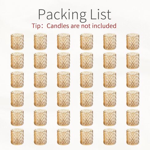 Inweder Glass Votive Candle Holders: 36 Pcs Gold Tealight Candle Holder Glass Candle Holder Small Candle Holders Clear Candle Holder for Wedding Party Home Decor in Saudi Arabia