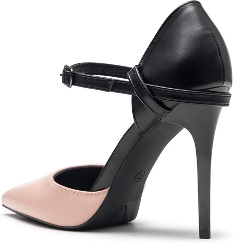 حذاء نسائي مغلق بمقدمة مدببة وكعب وشريط للكاحل وإبزيم ستيليتو حذاء أنيق مريح من D'Orsay in Kuwait