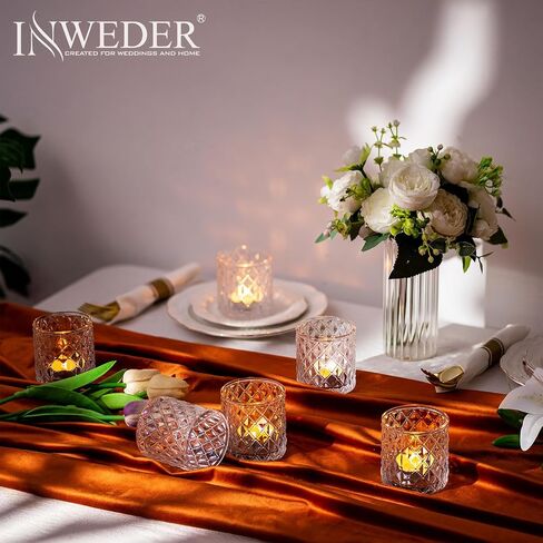 Inweder Glass Votive Candle Holders: 36 Pcs Gold Tealight Candle Holder Glass Candle Holder Small Candle Holders Clear Candle Holder for Wedding Party Home Decor in Saudi Arabia
