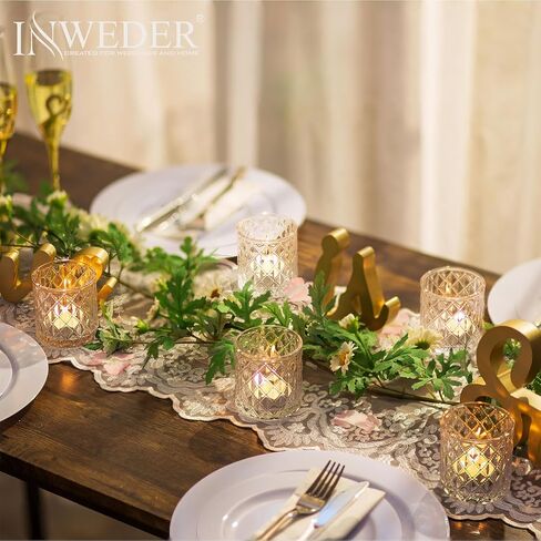 Inweder Glass Votive Candle Holders: 36 Pcs Gold Tealight Candle Holder Glass Candle Holder Small Candle Holders Clear Candle Holder for Wedding Party Home Decor in Saudi Arabia