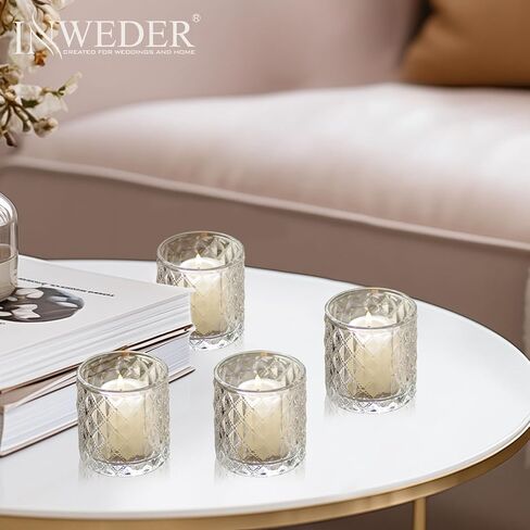 Inweder Glass Votive Candle Holders: 36 Pcs Gold Tealight Candle Holder Glass Candle Holder Small Candle Holders Clear Candle Holder for Wedding Party Home Decor in Saudi Arabia