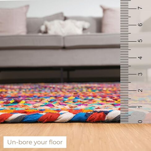RAJRANG Reversible Chindi Rag Rug 2x3 ft Cotton Handmade Braided Mat Multicolor Boho Accent Area Rugs in Saudi Arabia