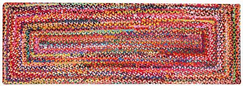 RAJRANG Reversible Chindi Rag Rug 2x3 ft Cotton Handmade Braided Mat Multicolor Boho Accent Area Rugs in Saudi Arabia