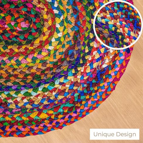 RAJRANG Reversible Chindi Rag Rug 2x3 ft Cotton Handmade Braided Mat Multicolor Boho Accent Area Rugs in Saudi Arabia