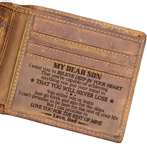 هدايا عيد ميلاد الأب للرجال، محفظة من الأب إلى الابن، هدايا التخرج للابن من الأب بابا، أفكار هدايا للرجال، محافظ للرجال، محافظ جلدية للرجال، محافظ جلدية للرجال، محفظة ثنائية الطي in Kuwait