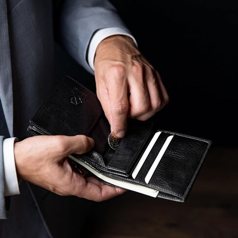 Time Resistance Leather Men's Wallet - Minimalist Wallet Design with Credit Card Holder, Magnetic Coin Holder, and Cash Slots in Saudi Arabia
