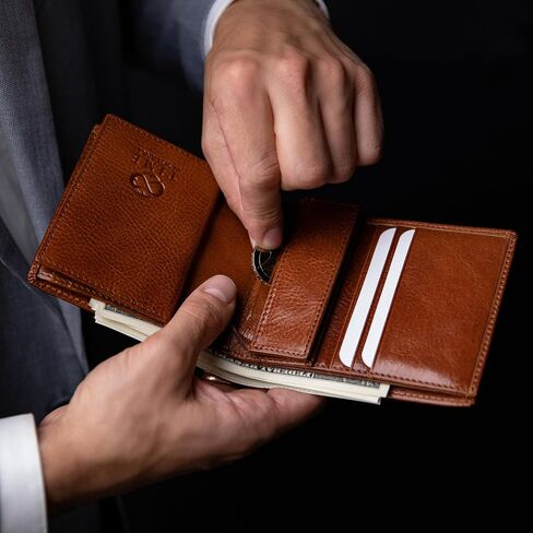 Time Resistance Leather Men's Wallet - Minimalist Wallet Design with Credit Card Holder, Magnetic Coin Holder, and Cash Slots in Saudi Arabia