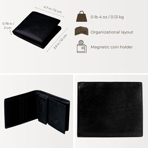 Time Resistance Leather Men's Wallet - Minimalist Wallet Design with Credit Card Holder, Magnetic Coin Holder, and Cash Slots in Saudi Arabia