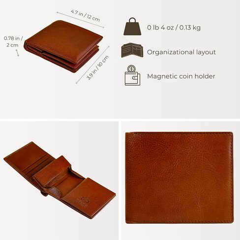 Time Resistance Leather Men's Wallet - Minimalist Wallet Design with Credit Card Holder, Magnetic Coin Holder, and Cash Slots in Saudi Arabia