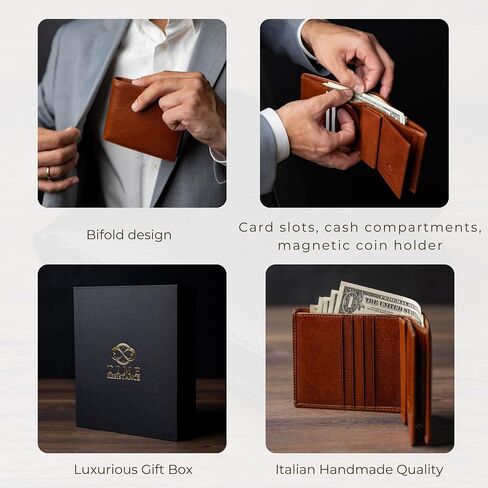 Time Resistance Leather Men's Wallet - Minimalist Wallet Design with Credit Card Holder, Magnetic Coin Holder, and Cash Slots in Saudi Arabia