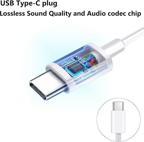 USB C Headphones, Type C Wired Headphones Earbuds, Earphones in-Ear with Microphone Volume Control and Stereo, Compatible with iPhone 15/Samsung/iPad Pro/Sony/Android and Most USB C Devices 2 Pack in Kuwait