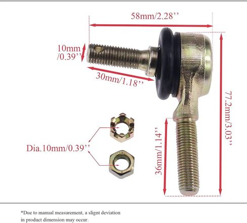 PRO BAT 10-10mm Right Hand Tie Rod Ends W/Castle Nut Ball Joint for 50cc 70cc 90cc 110cc 125cc 200cc 250cc Quad Dirt Bike ATV Four Wheeler Go Kart, 2pcs in Saudi Arabia