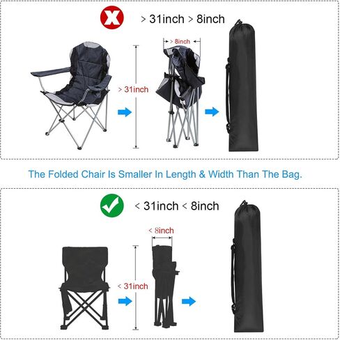 PATIKIL 31x8 Inch Camp Chair Replacement Bag, 2 Pack Nylon Folding Camping Chair Carry Bag Tripod Case Bag with Handle for Outdoor Camping, Black in Saudi Arabia