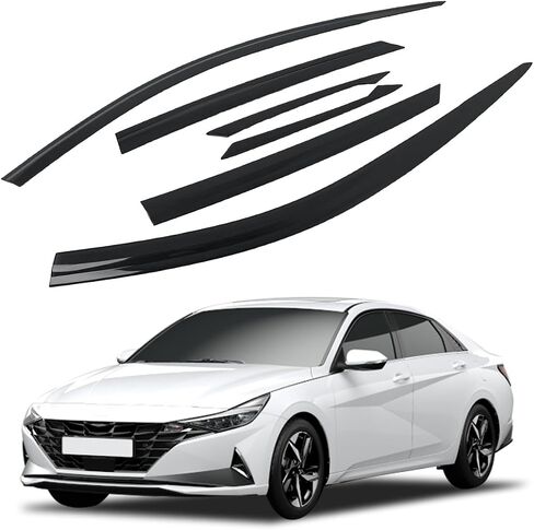 AUTOCLOVER Tape-On Rain Guards Window Visors 6 Pcs Set for Hyundai Elantra 2021 2022 2023 2024 / Window Deflectors, Out-Channel Vent Shades (Smoked) in Saudi Arabia