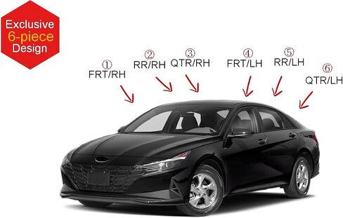 AUTOCLOVER Tape-On Rain Guards Window Visors 6 Pcs Set for Hyundai Elantra 2021 2022 2023 2024 / Window Deflectors, Out-Channel Vent Shades (Smoked) in Saudi Arabia