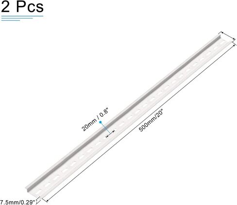 MECCANIXITY DIN Rail Slotted Aluminum Mounting Guide 500mm Long 35mm Wide 7.5mm High Silver Tone Pack of 2 in Saudi Arabia