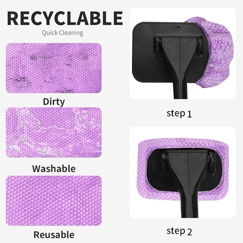 5-Pack Square Nano Microfiber Replaced Pads for XINDELL Windshield Brush, Chemical Spray Compatible, Washable Cotton Terry Car Cleaning Bonnets Clothes - 5" Diameter-Thick-Violet in Saudi Arabia