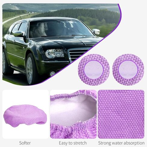 5-Pack Square Nano Microfiber Replaced Pads for XINDELL Windshield Brush, Chemical Spray Compatible, Washable Cotton Terry Car Cleaning Bonnets Clothes - 5" Diameter-Thick-Violet in Saudi Arabia