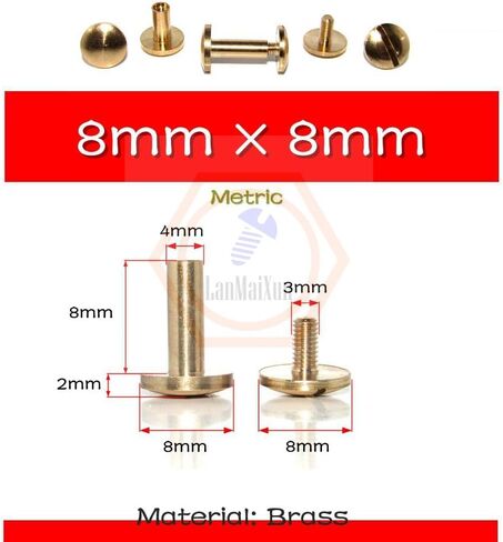 10set 10mm×10mm Brass Flat head belt screws, Chicago nail, craft screws, brass rivets in Saudi Arabia