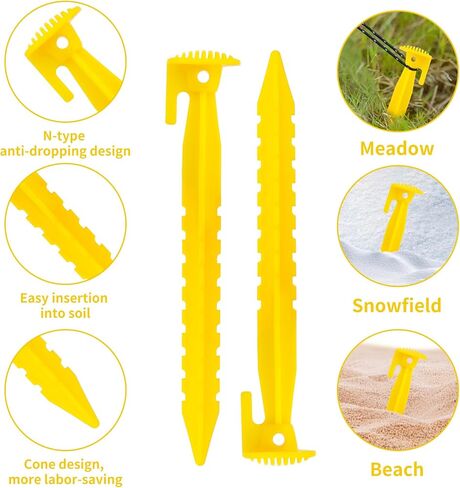 36 Pack Plastic Tent Stakes Heavy Duty, 9 Inch Plastic Yard Stakes for Outdoor Inflatables Beach Tent Stakes, Plastic Tent Pegs for Sand, Camping, Gardening in Saudi Arabia