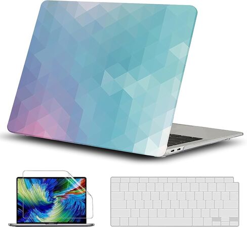حافظة متوافقة مع حافظة MacBook Air 13 بوصة، RKINC 2022، إصدار 2021-2018 A2337 M1 A2179 A1932 Retina Display Touch ID، غطاء صلب من البلاستيك وغطاء لوحة المفاتيح وواقي شاشة (رخام أسود أبيض) in Saudi Arabia