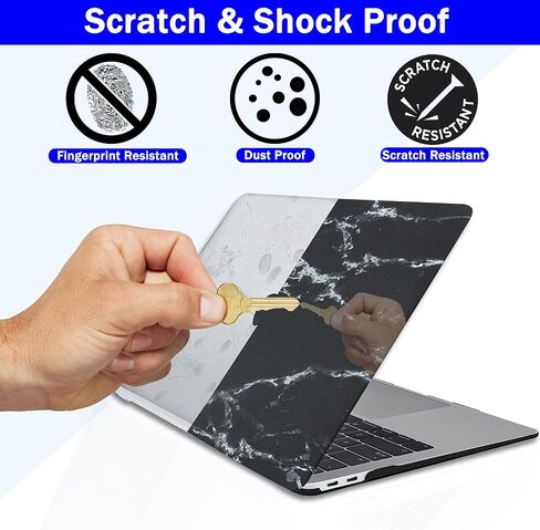 حافظة متوافقة مع حافظة MacBook Air 13 بوصة، RKINC 2022، إصدار 2021-2018 A2337 M1 A2179 A1932 Retina Display Touch ID، غطاء صلب من البلاستيك وغطاء لوحة المفاتيح وواقي شاشة (رخام أسود أبيض) in Saudi Arabia