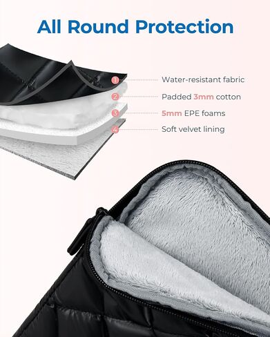 BAGSMART Puffy Laptop Sleeve 15.6 Inch, Durable Lightweight Laptop Case with Accessory Bag for MacBook Air/Pro, Shockproof Water Resistant Laptop Bag Compatible for Dell HP Lenovo Asus Acer, Beige in Saudi Arabia