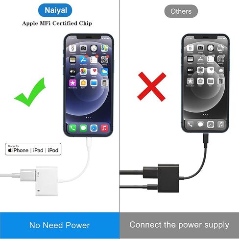 Apple MFi Certified Digital AV Adapter, Lightning to HDMI Converter for iPhone 14 13 12 11 X 8 7 to HD TV/Projector/Monitor (White) in Saudi Arabia